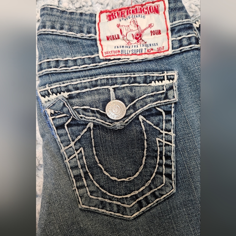 True Religion Billy Super T Low Rise Blue Jeans